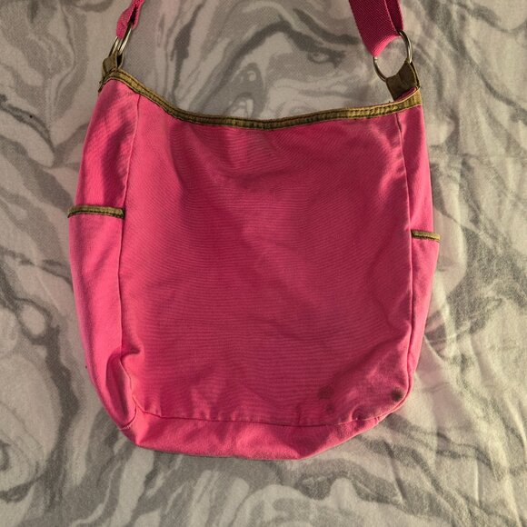 Aeropostale "Life is Beautiful" Pink Cross Body Canvas Tote Adjustable Strap - Picture 3 of 6